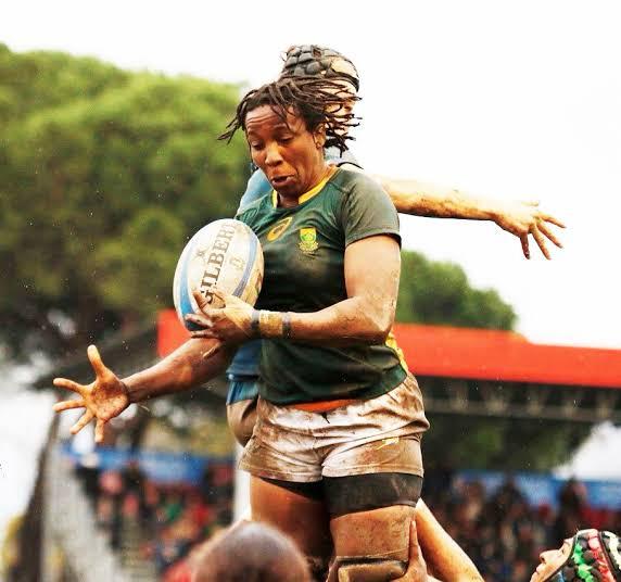 Nolusindiso Booi on her way to her 50th Test cap – a historic milestone for Springbok Women’s rugby. Source image: Rugby Africa